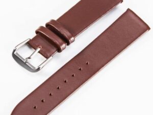Klockarmband-brun- slät-Äkta kalvläder - utan söm -  20mm