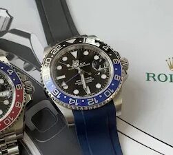 Rubber strap Passar till Rolex Submariner, GMT och Omega seamaster färg Blå